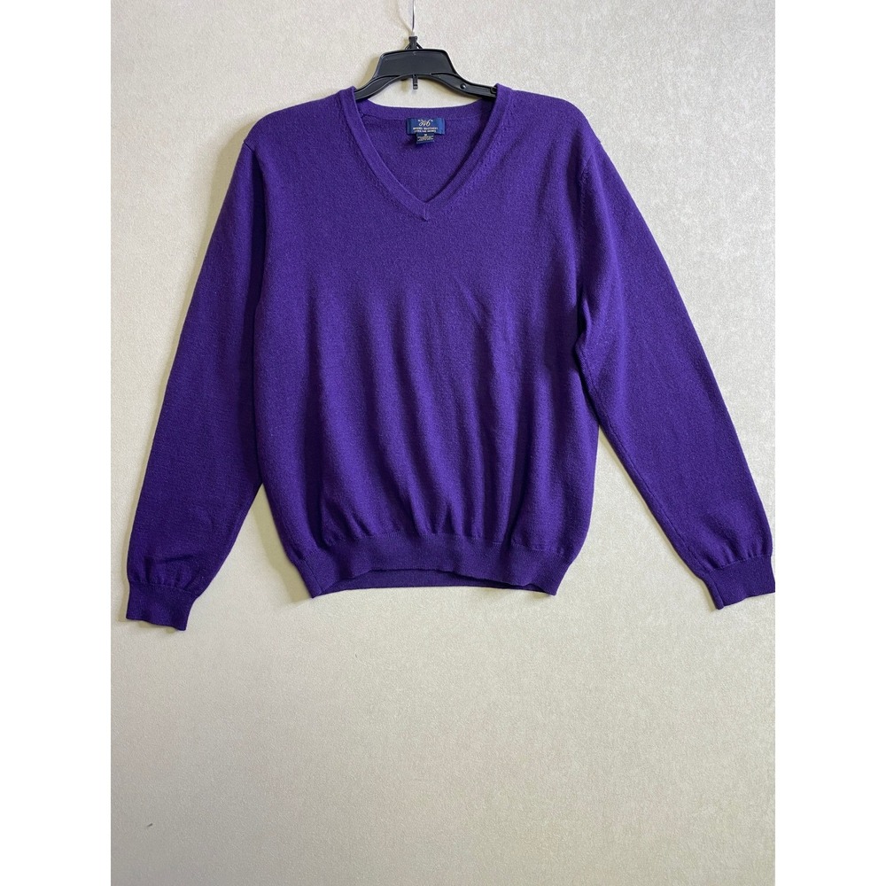 Brooks Brothers Mens Purple Merino Wool Blend V-Neck Sweater Size M RN93986